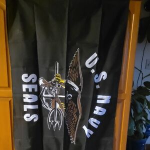 Black U.S. Navy SEALs Flag with Eagle and Trident